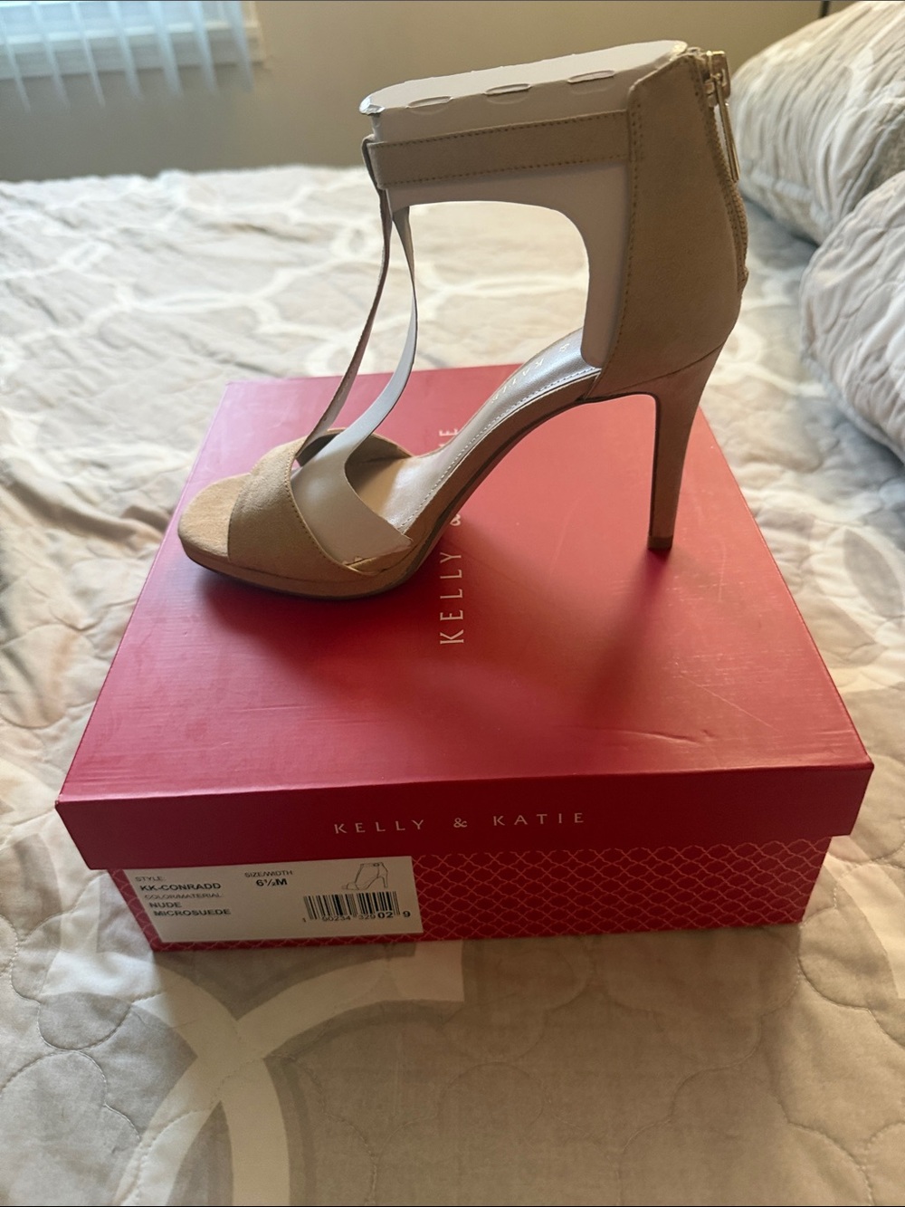 Kelly & Katie Taupe T-Strap Stiletto Sandal